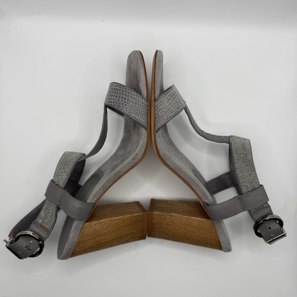 Lola Cruz | Grey Suede T-Strap Block Heel Sandals | EU 37 - Picture 9 of 12